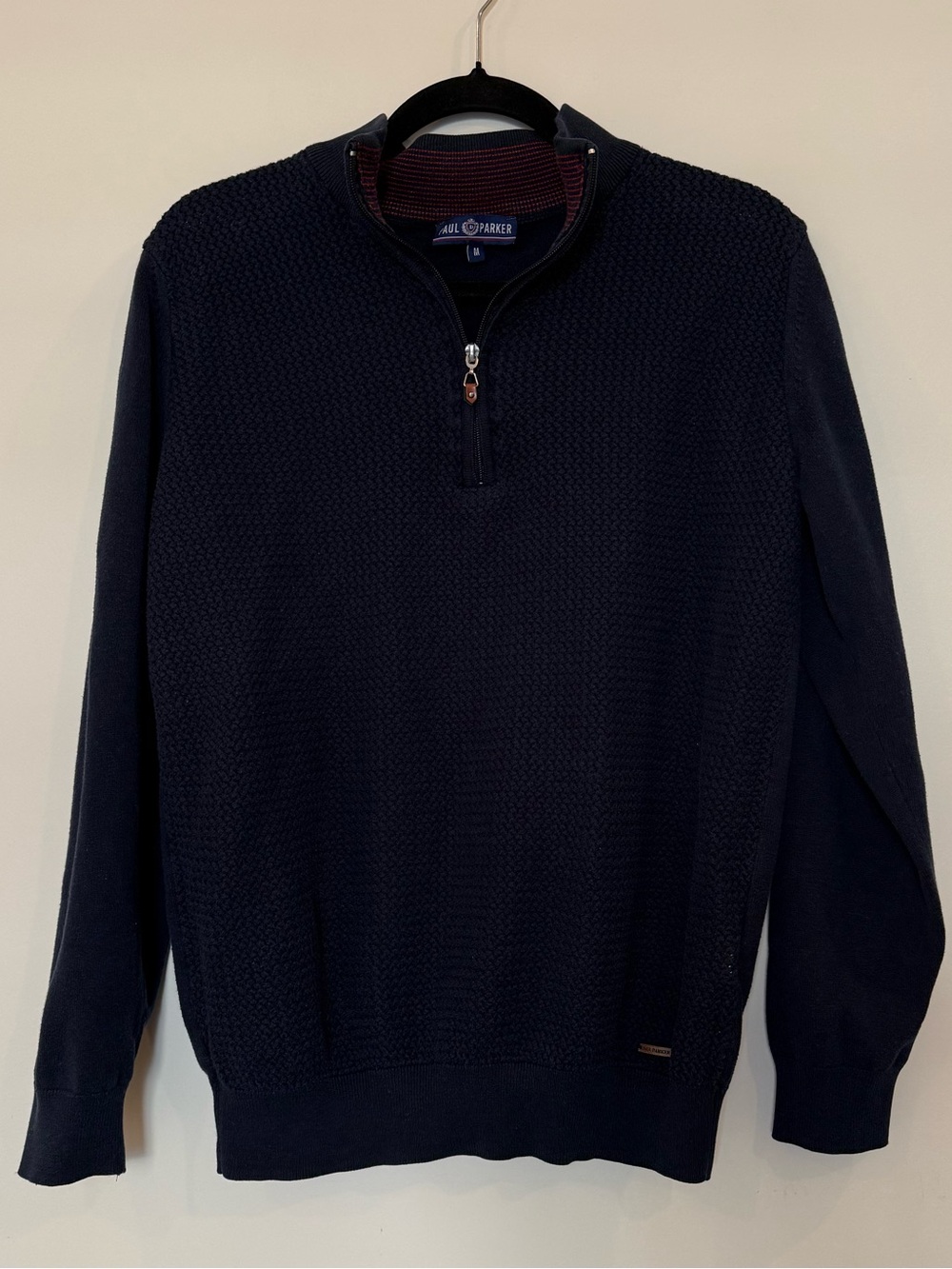 Navy Quarter-Zip Textured Sweater